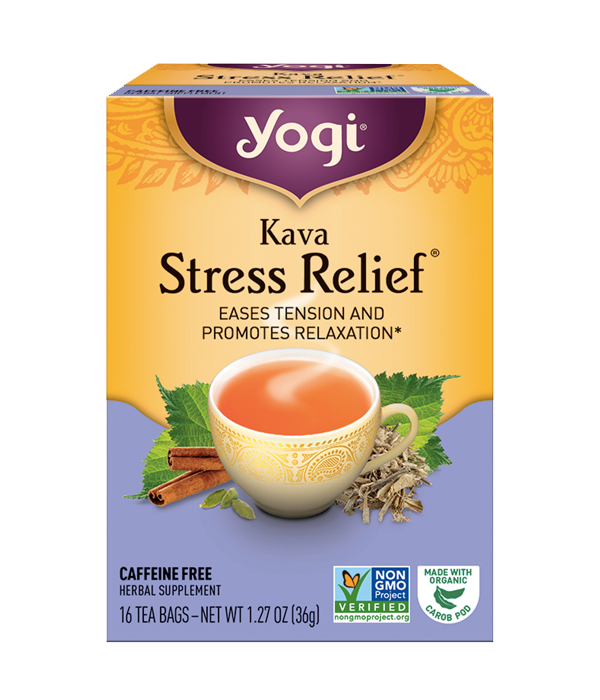 Yogi Tea, Kava Stress Relief - Té Orgánico Algarroba, Zarzaparrilla y Kava, 16 sobres